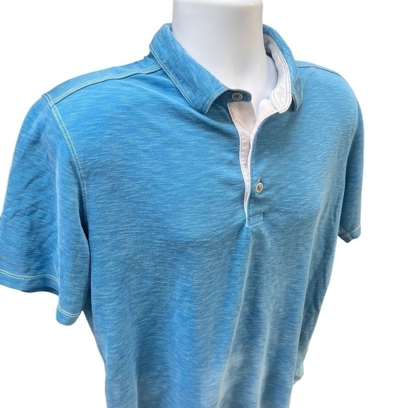 Tommy Bahama Mens Blue Modal Short Sleeve Polo Golf Shirt Large - Picture 2 of 6
